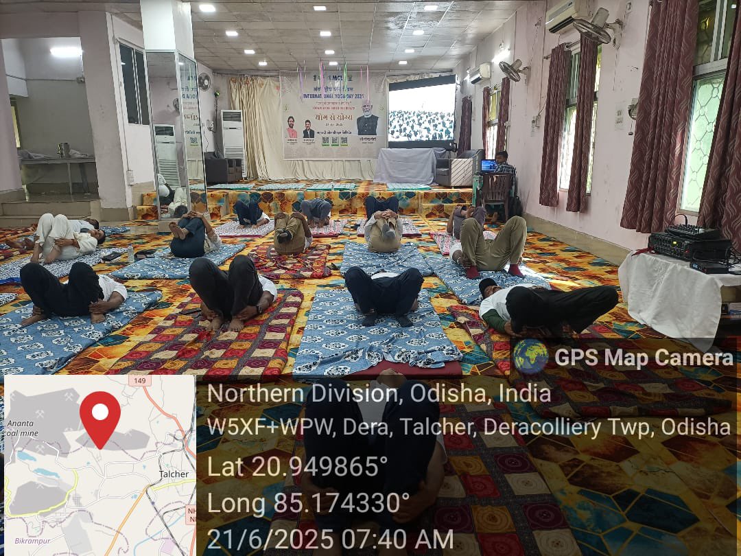 TalcherArea_MCL's tweet photo. MCL, Talcher Area observes International Yoga Day on 21st June 2025 at Officers Club &amp; MAA Kali Mandap for employees of Talcher Area. https://t.co/0Auui1MvsS