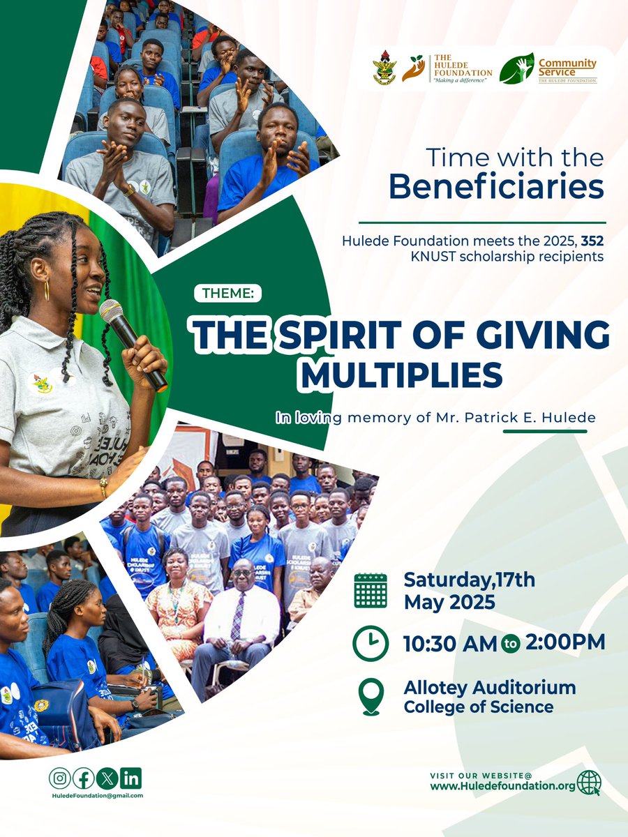… And it was a great success, all by Grace!

All payments were made right after the HuledeFoundation meet the KNUST students. Over 511,000 was paid to KNUST which covered 339 recipients. 

If a specific student has a payment issue, they should first contact Madam Theo or DOSA.