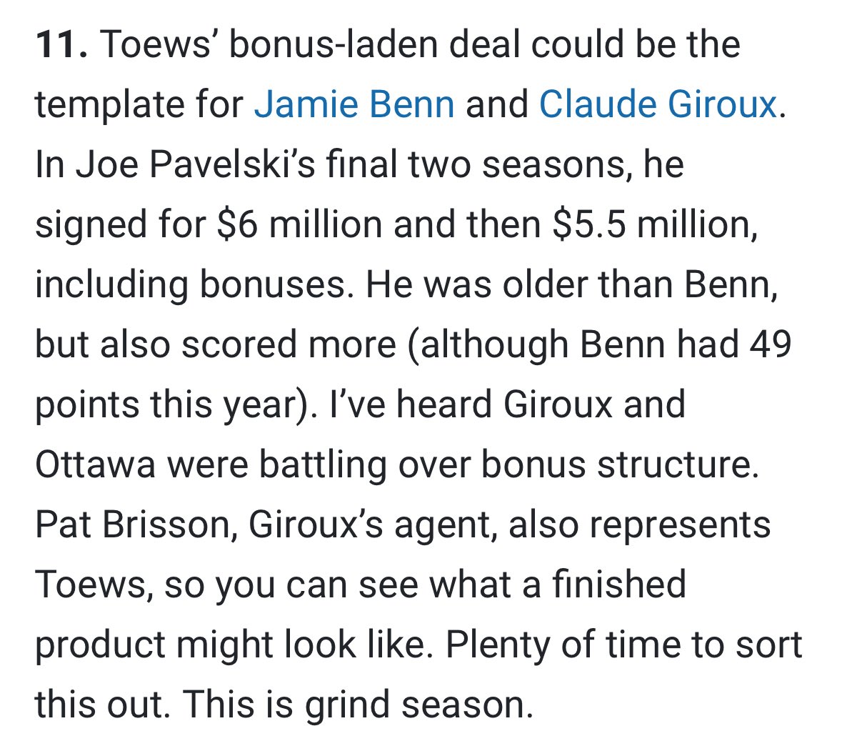 Elliotte Friedman: “I’ve heard [Claude] Giroux and Ottawa [are] battling over bonus structure.”

Hmm. 👀