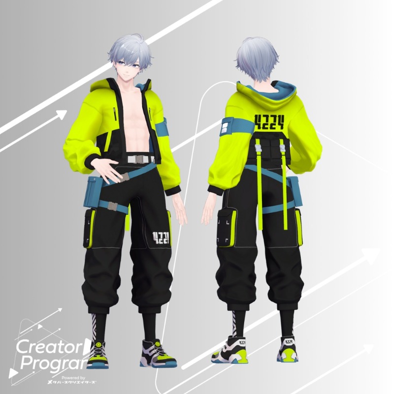 MetaCreatorsTYO's tweet photo. 男性アバター向け衣装『No4224TechwearSet』
 - By みけじん

No4224（エヌオー4224）は架空のテックウェアブランドであり、特別感のある個性的なデザイン、美しいシルエット、豊富なカラーバリエーションを提供いたします。