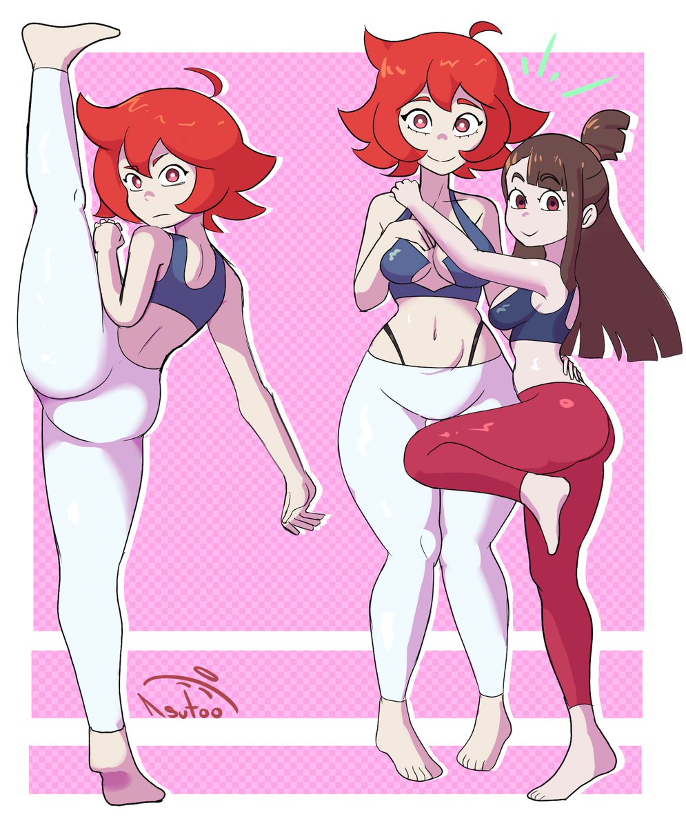 Kasutoo1's tweet photo. Doing yoga together!~  ♥💙

#chariot #akko #LittleWitchAcademia #fanart https://t.co/KC8TVrmAqh