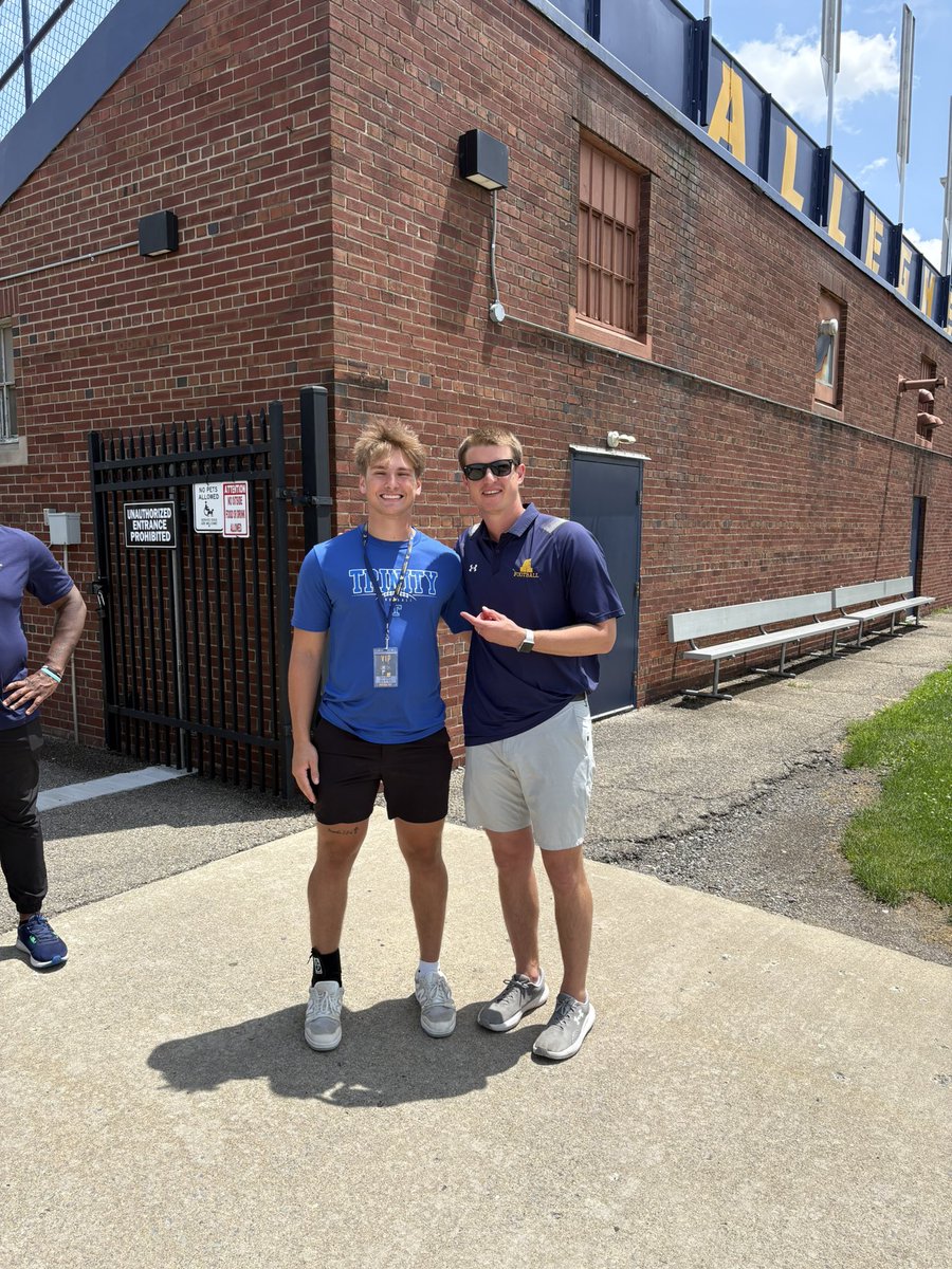 Ben Priest (@benpriest_16) on Twitter photo Had a great visit at Allegheny today, thank you <a href="/coachwilliams11/">Coach Devin Williams</a> for the invite out! <a href="/Coach_Layer/">Braden Layer</a> <a href="/AlleghenyFB/">Allegheny Football</a>
<a href="/DKnause5/">Coach Knause</a> <a href="/FootballHillers/">Trinity Hillers Varsity Football</a> Had a great visit at Allegheny today, thank you <a href="/coachwilliams11/">Coach Devin Williams</a> for the invite out! <a href="/Coach_Layer/">Braden Layer</a> <a href="/AlleghenyFB/">Allegheny Football</a>
<a href="/DKnause5/">Coach Knause</a> <a href="/FootballHillers/">Trinity Hillers Varsity Football</a>