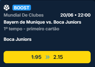 🚨 Aquela entradinha padrão, né?

👉 Primeiro cartão do jogo: BOCA JUNIORS
🟨🟨🟨 E olha essa odd turbinada: 2.15 (era 1.95!)

👉 GARANTE AGORA (odds.link/telegramestrel…)
🔞 Jogue com responsabilidade.
