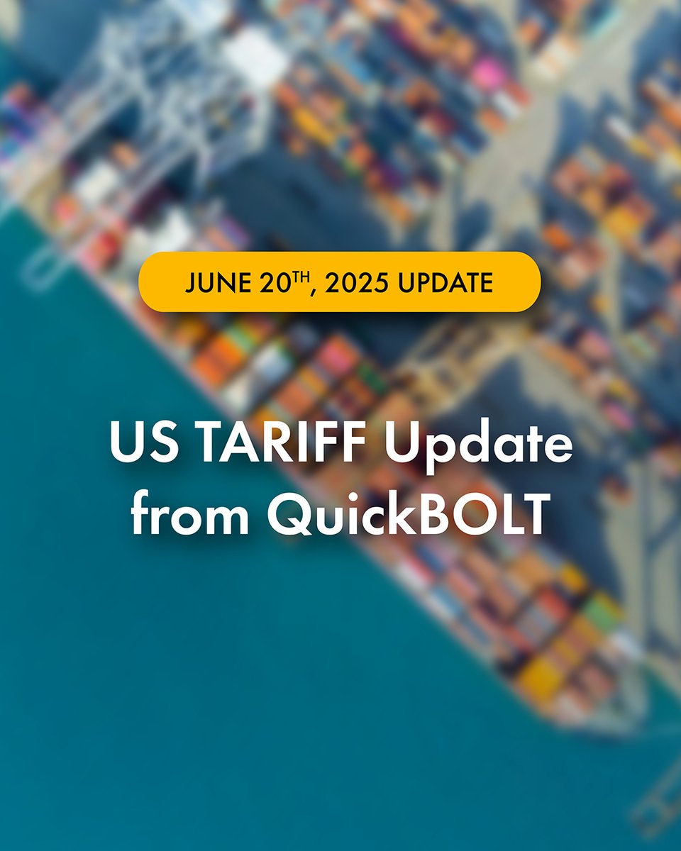 Tariff changes can impact your business. QuickBOLT values transparency and keeps you informed. Our Tariff Resource Page is updated with details on the new 25% tariffs and our response. Find the latest info at QuickBOLT.com