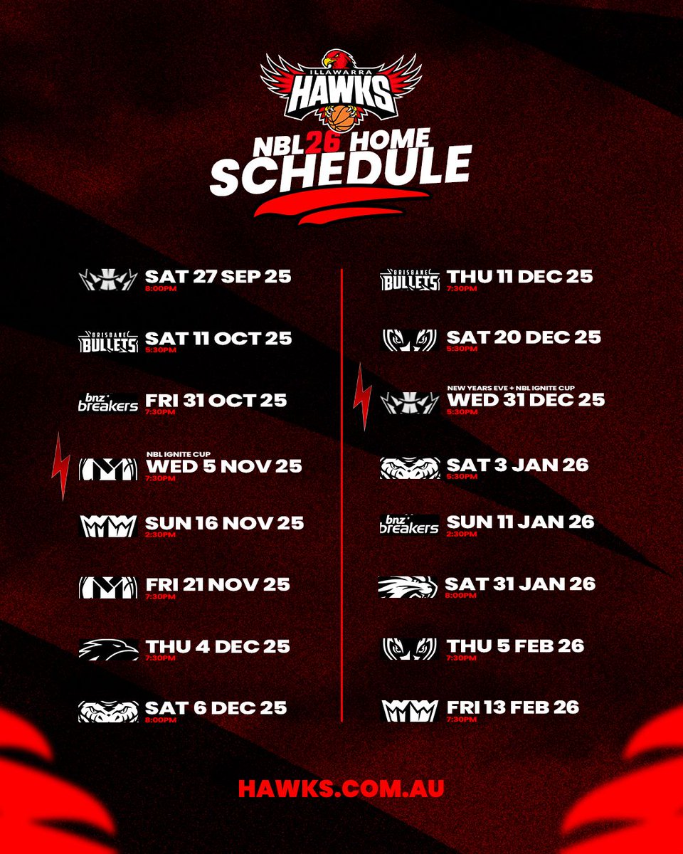 🏠 SCHEDULE

Explore NBL26 Memberships NOW
buff.ly/hYONP5z 

#WeRiseTogether