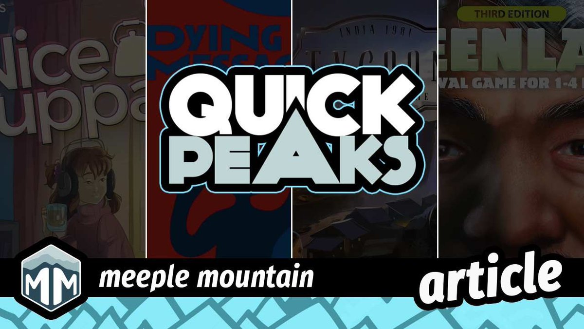 In Quick Peaks we offer hot takes on games that are new to us. This week we have games from @ButtonShy, @OinkGames, <a href="/ZenwoodGames/">Zenwood Games, India 🔙 Tycoon on Kickstarter</a>, and <a href="/IonGameDesign/">Ion Game Design</a>.
meeplemountain.com/articles/quick…

#BoardGames #QuickPeaks