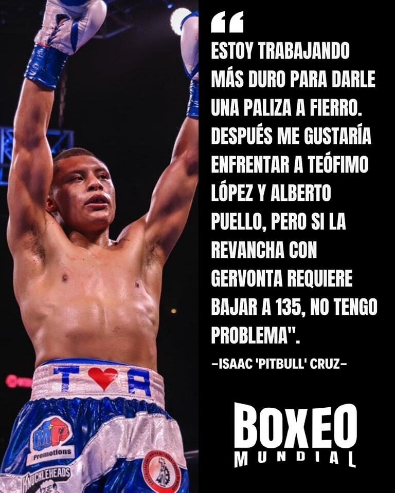 BoxeoMundial's tweet photo. Isaac 'Pitbull' Cruz 🇲🇽 enfocado a darle una paliza a Ángel Fierro 🇲🇽 en revancha y ya pone el ojo en futuras peleas 🥊 🔥

#Boxeo #Boxing #IsaacCruz #PitbullCruz #AngelFierro #CruzFierro #CruzFierro2 https://t.co/x5ectEaTje