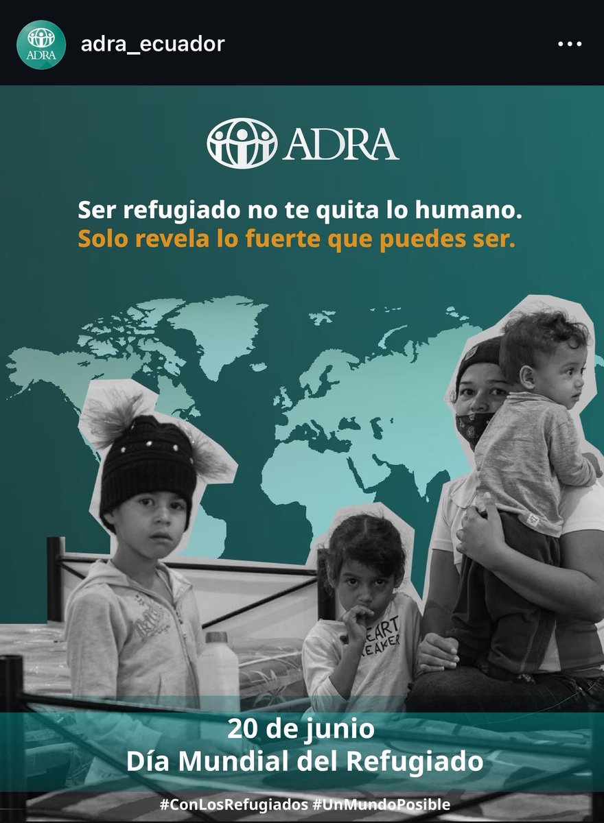 🌍 En ADRA reconocemos el valor y la resiliencia de cada persona que ha tenido que dejarlo todo para salvar su vida, nos unimos a quienes cruzan fronteras buscando paz, dignidad y futuro.

Porque todas las personas merecemos vivir sin miedo.