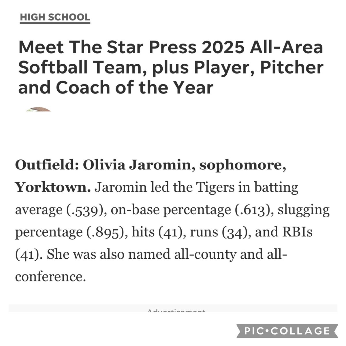olivia_jaromin's tweet photo. Thank you @TheStarPress for selecting me for the All-Area softball team. I was one of 11 girls to be selected; such an honor!
@YTigerSoftball @indianadreams09 @CoachStanton @CoachJayGwyn @BUsoftballcoach @Coach_pooch @coachferrell15 @UMCoachHutch @SBCoachG @CoachPena_BSU https://t.co/Tq7ASudePS