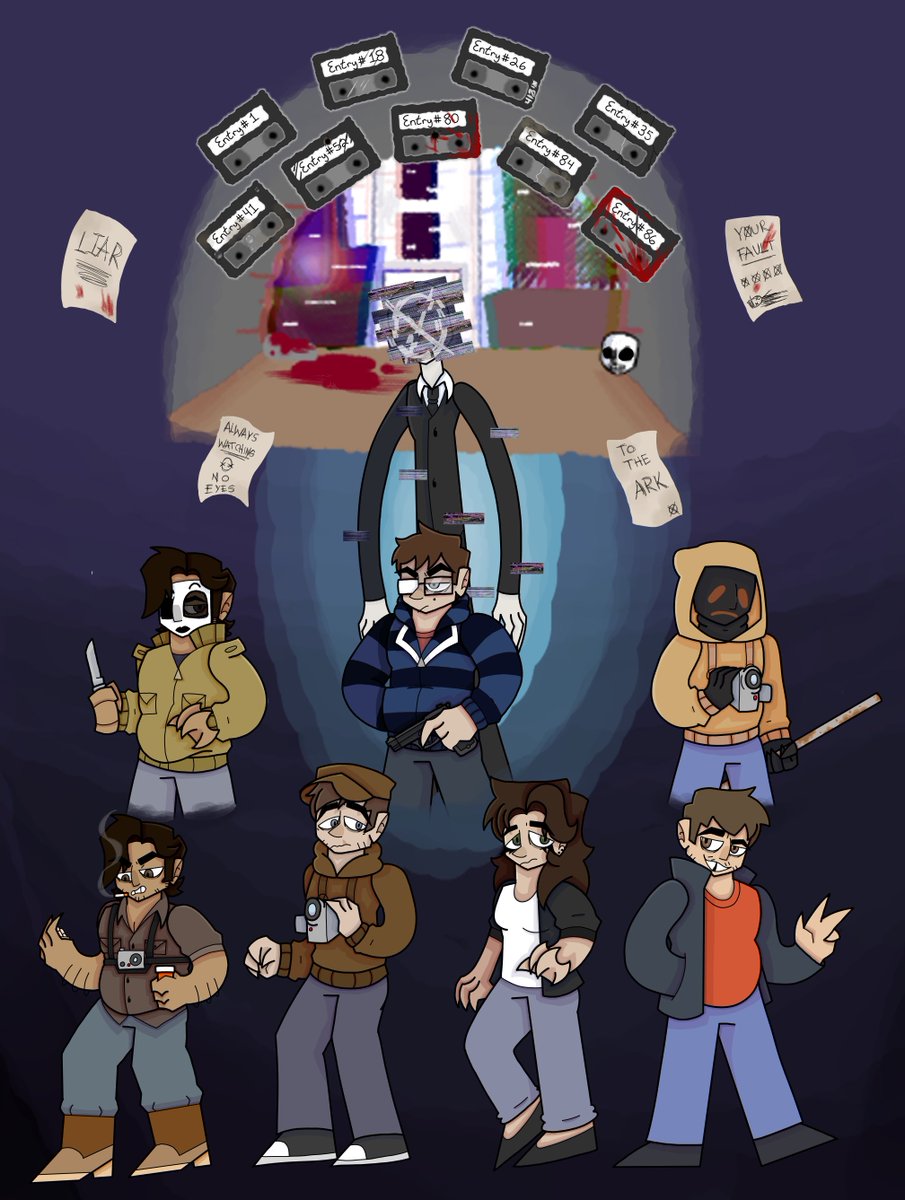 HumaneRats's tweet photo. Here it is, the complete and finished redraw of my original piece from 2020! It’s been a lot of work over the past couple weeks but I’m happy it’s finished!
#MarbleHornets #MH #TimWright #AlwxKralie #JayMerrick #KessicaLocke #Mask #Hoodie #TheOperator
Happy #Hornetversary! 🥰 https://t.co/HFBmob3EVb
