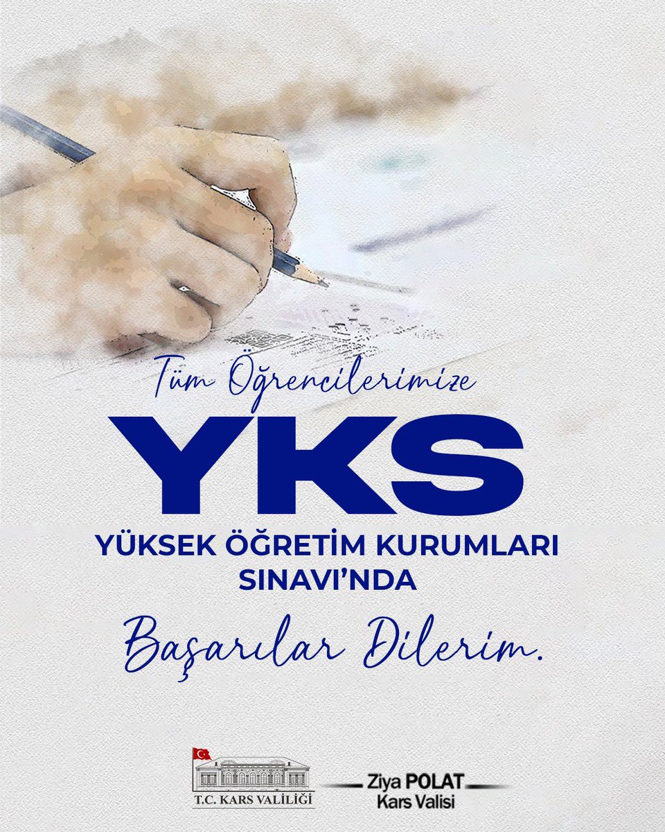 21-22 Haziran 2025 tarihlerinde yapılacak olan Yüksek Öğretim Kurumları Sınavı'na (YKS) girecek tüm yavrularımıza başarılar dilerim.

Rabbim zihin açıklığı versin.🇹🇷🤲

#SevdamızEğitim
#KAFKASProjesi