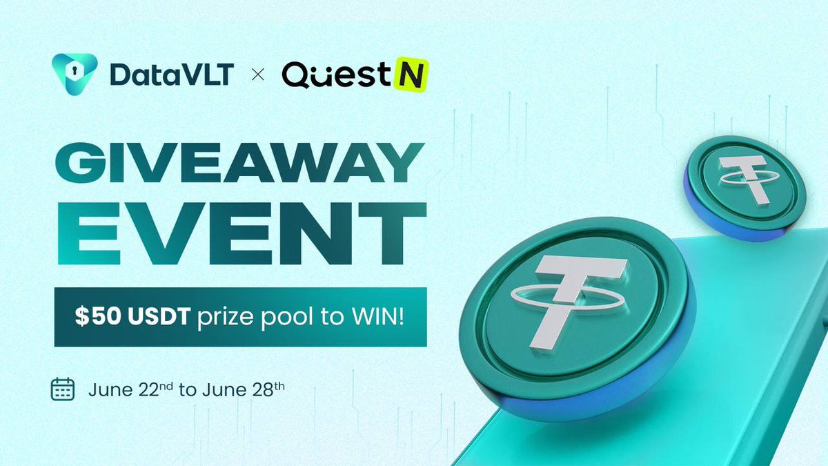 🌐 Ready to dive into the secrets of #DataVLT?
Let’s explore the future together! ✨

🎁 50 USDT up for grabs – shared by 10 lucky frens on QuestN! #Giveaway
🎯 Don’t miss your chance to win! 

👉 Join now: app.questn.com/quest/10503502…