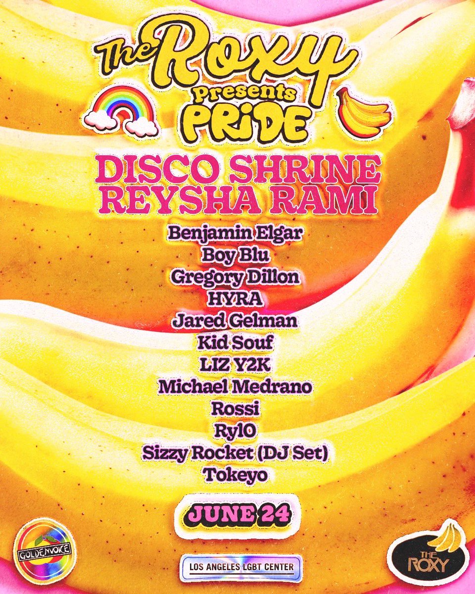 Pride month is almost over, but that doesnt mean the party has to stop! 🌈

Goldenvoice and the Los Angeles LGBT Center have a fabulous night planned at The Roxy next week, featuring performances from Disco Shrine, Reysha Rami, Sizzy Rocket, Ryl0 and more!