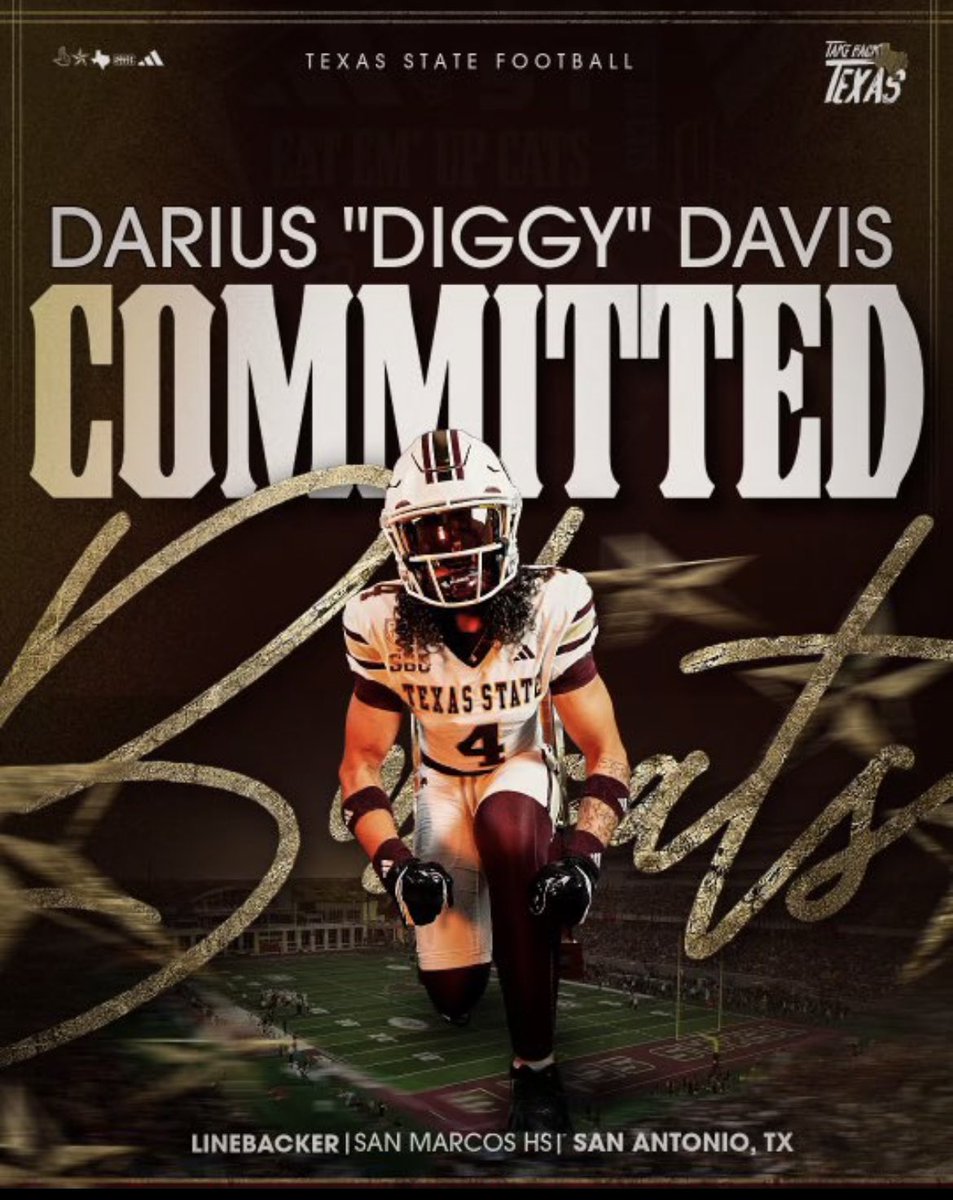 RJ Marquez (@ksatrj) on Twitter photo TXST lands another major local football commit. San Marcos CO 26 star LB/ATH Darius Davis (<a href="/d1ggy_4/">Darius Davis</a>) is staying home to play for <a href="/GJKinne/">GJ Kinne</a>. Davis holds several offers including Tulane, SDSU, UTSA, UTEP. <a href="/SMHS_SMCISD/">San Marcos High School</a> <a href="/jwalshrattler/">Coach John Walsh</a> <a href="/RattlerUp/">Rattler Athletics</a> <a href="/Golden_NIL_/">M&G Collective</a> <a href="/GoldenTXST/">Maroon & Golden</a> TXST lands another major local football commit. San Marcos CO 26 star LB/ATH Darius Davis (<a href="/d1ggy_4/">Darius Davis</a>) is staying home to play for <a href="/GJKinne/">GJ Kinne</a>. Davis holds several offers including Tulane, SDSU, UTSA, UTEP. <a href="/SMHS_SMCISD/">San Marcos High School</a> <a href="/jwalshrattler/">Coach John Walsh</a> <a href="/RattlerUp/">Rattler Athletics</a> <a href="/Golden_NIL_/">M&G Collective</a> <a href="/GoldenTXST/">Maroon & Golden</a>