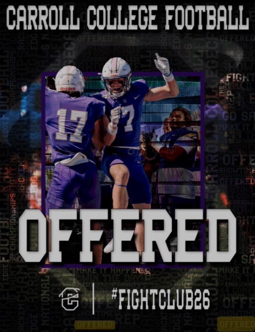Joey Mergenthaler (@joey634735101) on Twitter photo After a great camp at Carrol College I am proud to announce I have received a scholarship offer to play football for the Saints!!! <a href="/CoachTPurcell/">Coach Troy Purcell</a> <a href="/CoachPfanny/">Alex Pfannenstiel</a> <a href="/RandyBandelow/">Coach Randy Bandelow</a> After a great camp at Carrol College I am proud to announce I have received a scholarship offer to play football for the Saints!!! <a href="/CoachTPurcell/">Coach Troy Purcell</a> <a href="/CoachPfanny/">Alex Pfannenstiel</a> <a href="/RandyBandelow/">Coach Randy Bandelow</a>