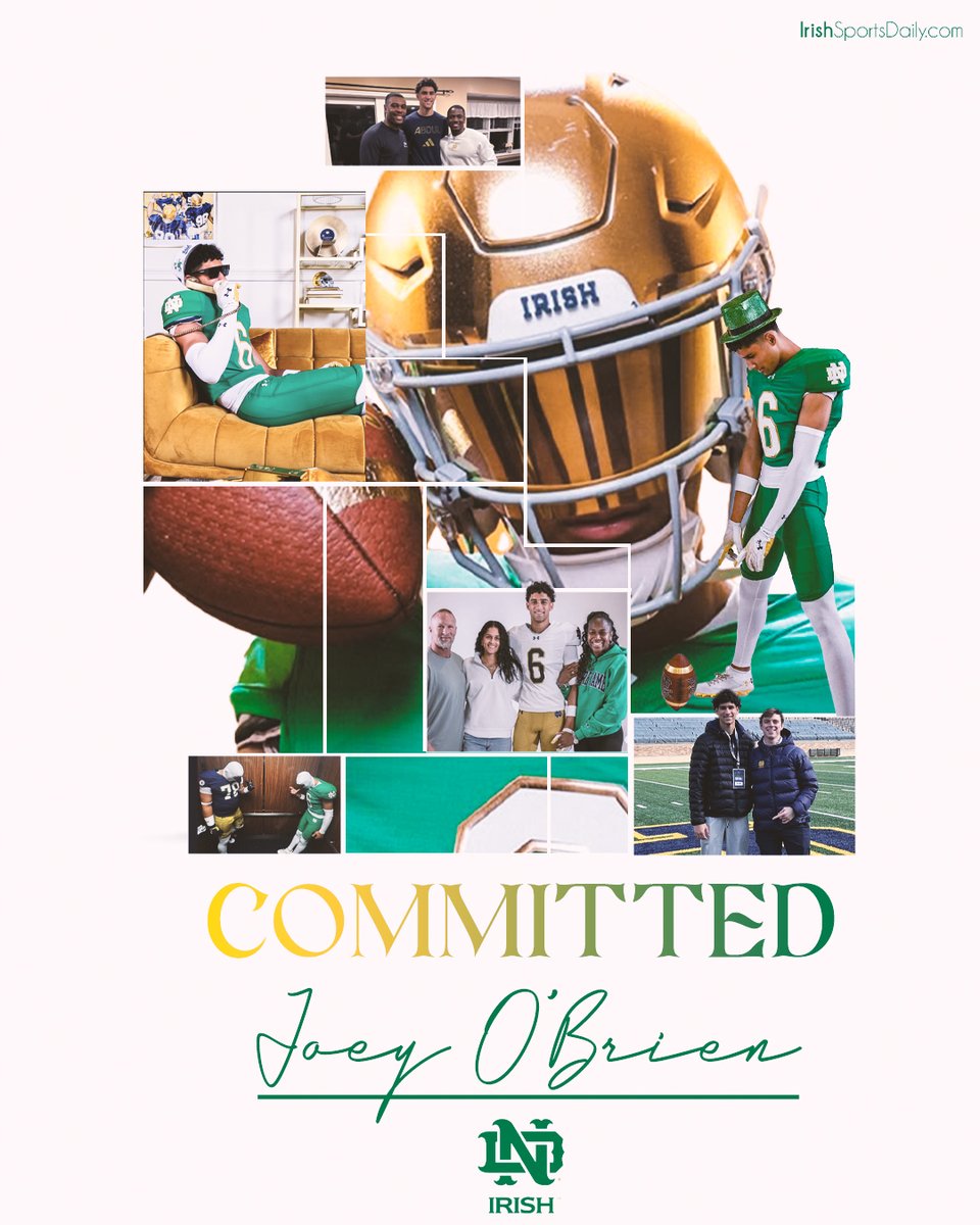 Irish Sports Daily (@isdupdate) on Twitter photo BREAKING | 2026 DB Joey O'Brien has committed to Notre Dame.
irishsportsdaily.com/s/25721 BREAKING | 2026 DB Joey O'Brien has committed to Notre Dame.
irishsportsdaily.com/s/25721