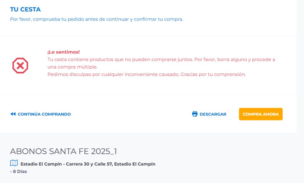 Si te aparece este error al tratar de pagar tu boleta para la #Final2025i, no te preocupes: cierra sesión, espera 20 minutos e ingresa únicamente por este enlace >>> santafern.checkout.tuboleta.com/account/login <<<
