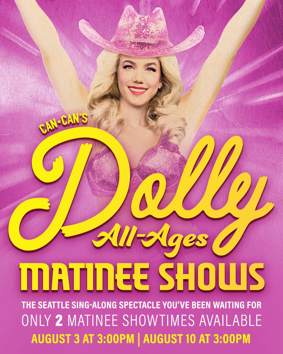 She’s back and bolder than ever—Dolly dazzles us with two all-ages matinees on August 3rd &amp; 10th at 3PM. Dining package available for purchase! 💟 thecancan.com/dolly-all-ages…