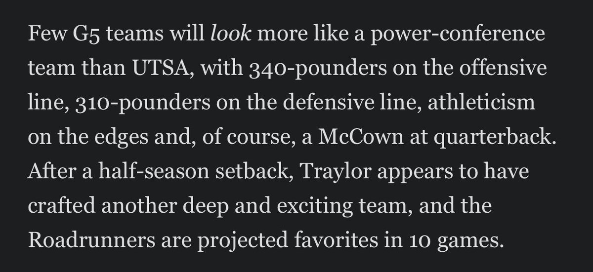 This is jammed packed full of info. As for UTSA’s outlook.