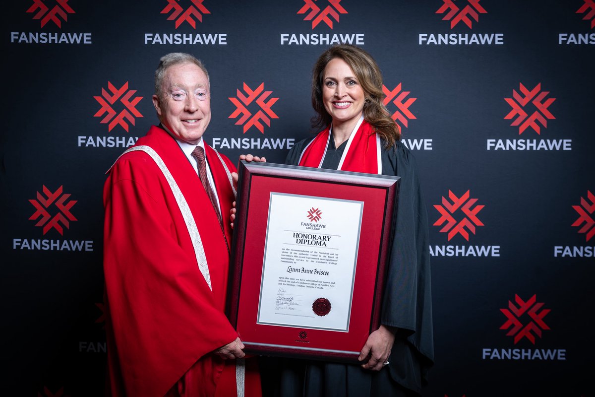 BriscoeClass's tweet image. Feeling deeply grateful to receive an Honorary Diploma from @FanshaweCollege. Thank you, President Peter Devlin &amp;amp; Fanshawe team. Congratulations to the incredible Class of 2025—your future is bright!
