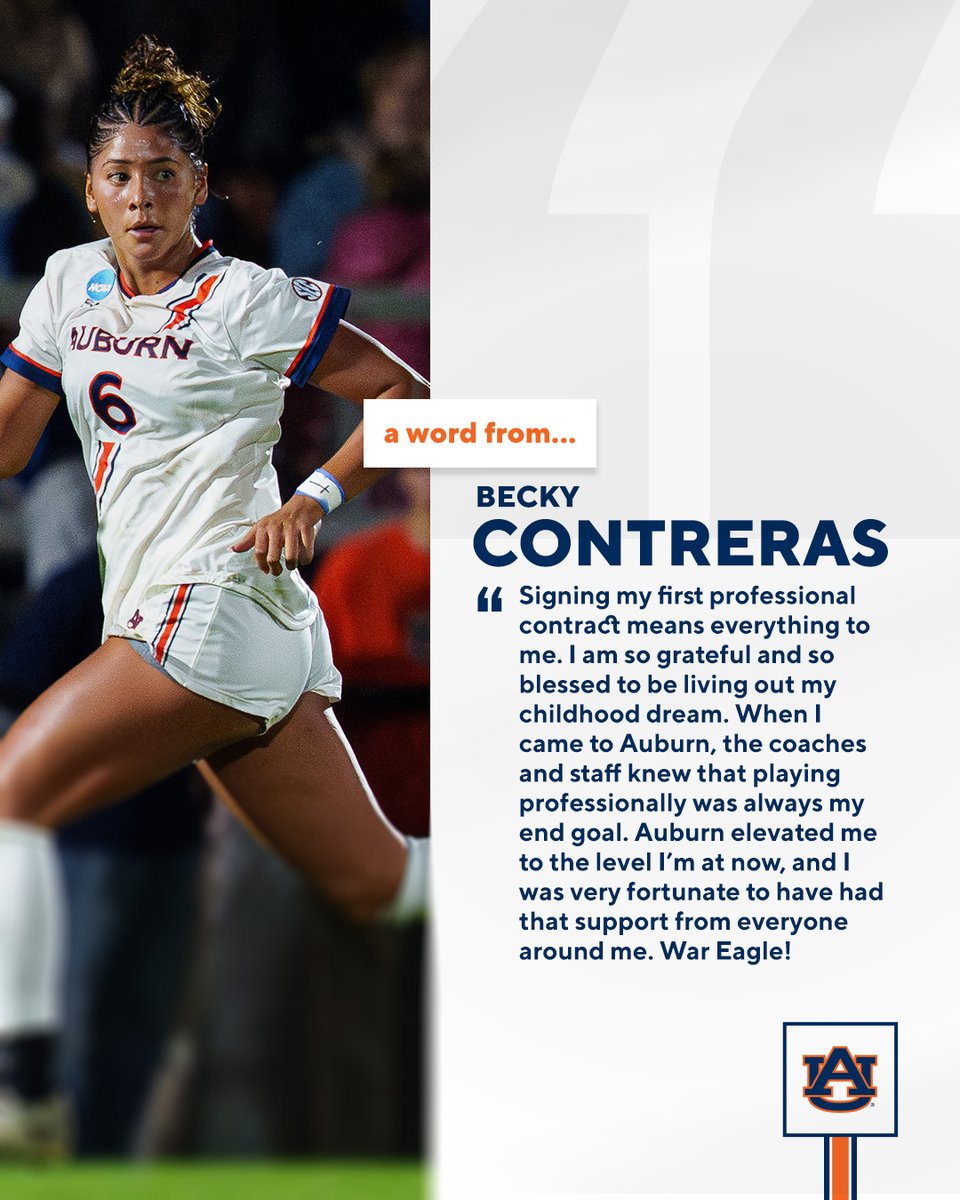 Auburn Soccer (@auburnsoccer) on Twitter photo ¡Estamos muy orgullosos de ti, Becky!
Our girl is headed to <a href="/LigaBBVAFemenil/">LigaBBVAFemenil</a> to start her pro career ☺️🇲🇽
🔗 auburntige.rs/4jVY5bH
#WarEagle | <a href="/beckyycontreras/">Becky Contreras</a> ¡Estamos muy orgullosos de ti, Becky!
Our girl is headed to <a href="/LigaBBVAFemenil/">LigaBBVAFemenil</a> to start her pro career ☺️🇲🇽
🔗 auburntige.rs/4jVY5bH
#WarEagle | <a href="/beckyycontreras/">Becky Contreras</a>