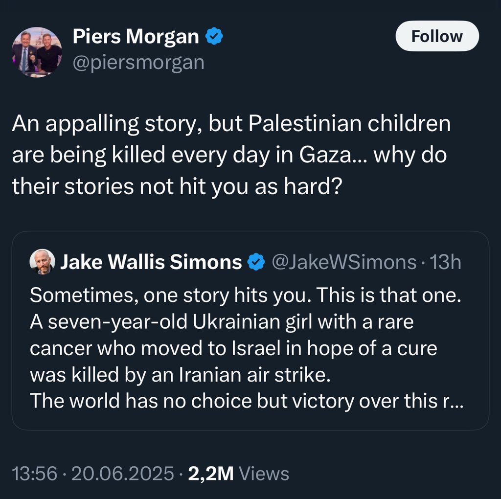 Is he dumb or just HAMAS-sponsored?

Ukrainian girl was killed in Israel with an Iranian strike. 

PM: yeah, right, but whatabougaza???