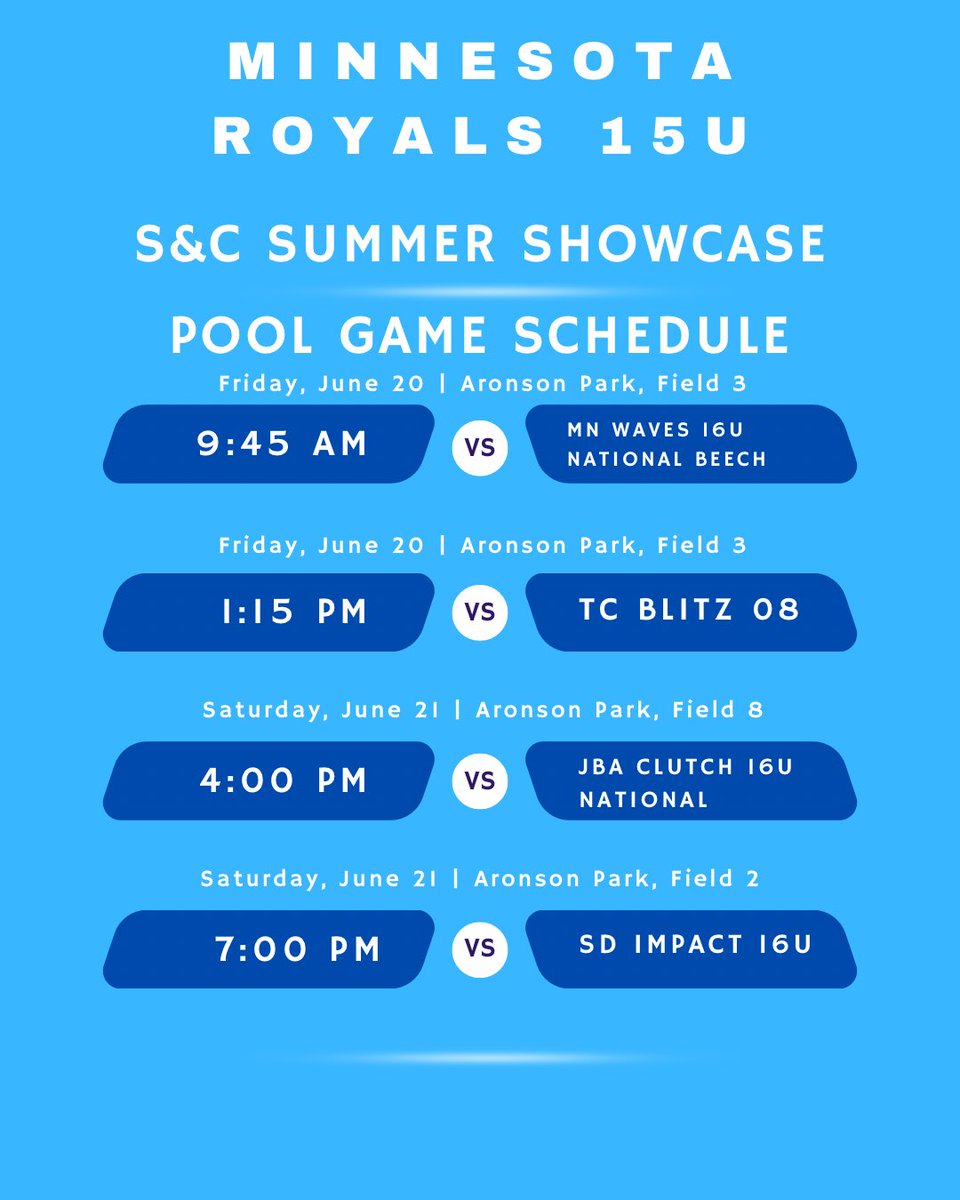 Here is our S&amp;C Showcase pool play schedule!