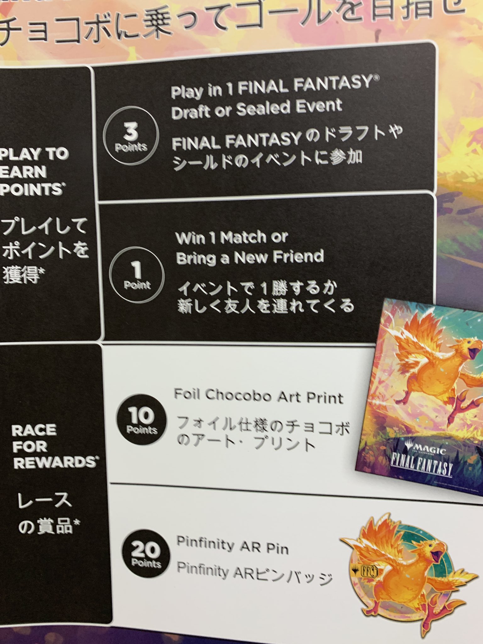 FINAL FANTASY MTGコラボ チョコボレース　ピンバッジ&シール FINAL FANTASY MTGコラボ チョコボレース ピンバッジ&シール
