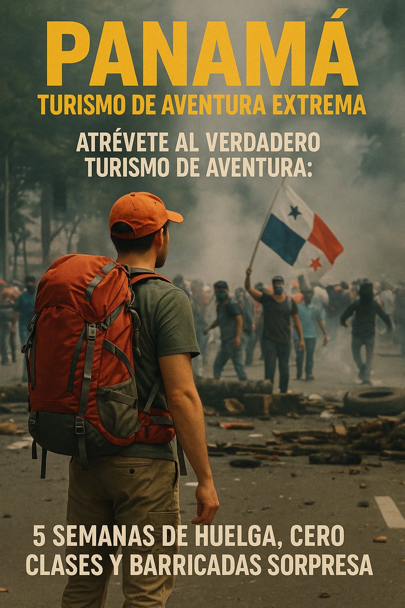 sam_valdesdiaz's tweet photo. ¡¡Panamá debe posicionarse como líder en el turismo de aventura!! ¿Tirolesa? ¿Rafting? Eso es para principiantes. En Panamá esquivas gases lacrimógenos,  cruzas ciudades cerradas por docentes indignados." https://t.co/yQ6ogygHGh