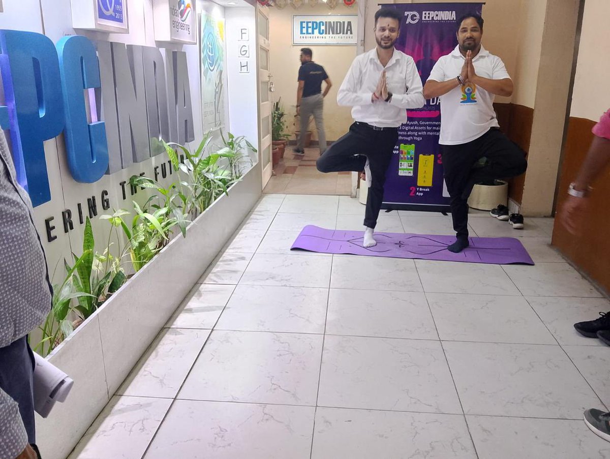 EEPC India (@eepcindia) on Twitter photo #InternationalDayofYoga2025
<a href="/EEPC/">EstateandElderPC</a> India celebrates Yoga Day at the offices advocating the Government of India drive
Stay Healthy and Stay Fit
<a href="/PMOIndia/">PMO India</a> <a href="/DoC_GoI/">Dept of Commerce, GoI</a> <a href="/CimGOI/">Minister of Commerce and Industry</a> <a href="/PiyushGoyal/">Piyush Goyal</a> <a href="/JitinPrasada/">Jitin Prasada जितिन प्रसाद</a> <a href="/RajeshAgrawal94/">Rajesh Agrawal</a>
<a href="/moayush/">Ministry of Ayush</a> <a href="/MoHFW_INDIA/">Ministry of Health</a> <a href="/MoHFW_INDIA/">Ministry of Health</a> <a href="/WHO/">World Health Organization (WHO)</a> #InternationalDayofYoga2025
<a href="/EEPC/">EstateandElderPC</a> India celebrates Yoga Day at the offices advocating the Government of India drive
Stay Healthy and Stay Fit
<a href="/PMOIndia/">PMO India</a> <a href="/DoC_GoI/">Dept of Commerce, GoI</a> <a href="/CimGOI/">Minister of Commerce and Industry</a> <a href="/PiyushGoyal/">Piyush Goyal</a> <a href="/JitinPrasada/">Jitin Prasada जितिन प्रसाद</a> <a href="/RajeshAgrawal94/">Rajesh Agrawal</a>
<a href="/moayush/">Ministry of Ayush</a> <a href="/MoHFW_INDIA/">Ministry of Health</a> <a href="/MoHFW_INDIA/">Ministry of Health</a> <a href="/WHO/">World Health Organization (WHO)</a>