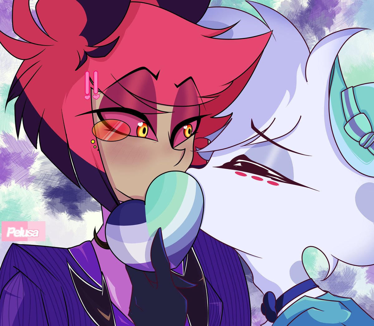 #PrideMonth #Alastor #AngelDust #RadioDust #HazbinHotel 
🦌💗🕷