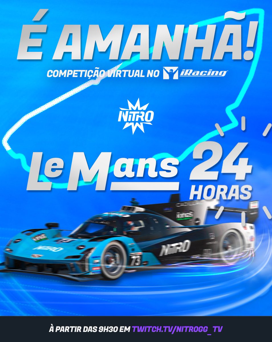 É LEMANS 24H NO IRACING! 🏎️🏁

Amanhã, a partir das 9h30, em nosso canal da Twitch!

📺🟣 twitch.tv/nitrogg_tv

#nitrogg #gonitro #feelthenitro #av #automobilismo #auto #iracing #race #lemans #lemans24h #live #endurance #f1fb #gamer #gaming