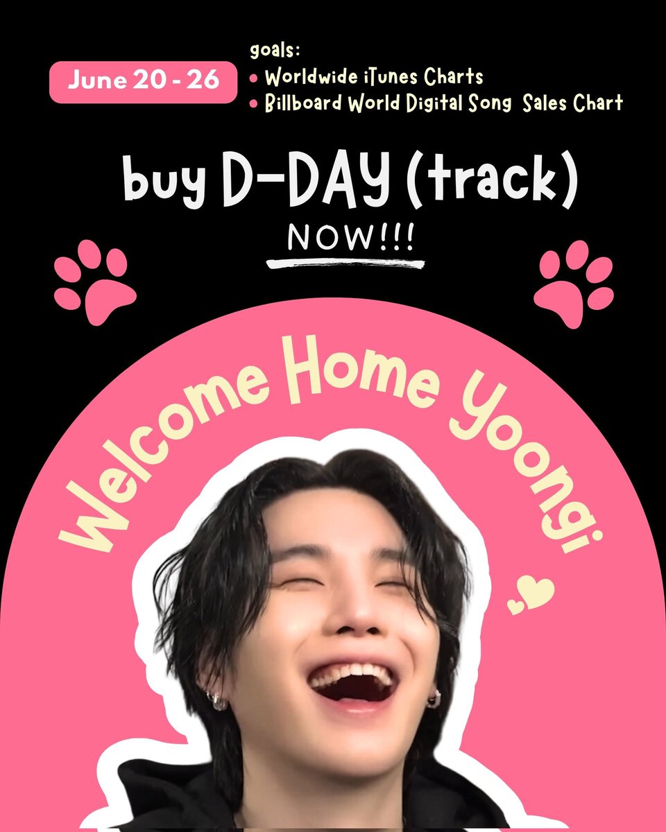 yoonreem (@reemyoon93) on Twitter photo <a href="/USBTSARMY/">US BTS ARMY</a> US ARMY, reach out to <a href="/DataAgustD/">AGUST D CHARTS</a> and <a href="/SUGAUSA93/">SUGA USA ๐ฅข</a> for 'D-DAY' song buying party
WELCOME BACK YOONGI
KING AGUST D IS BACK
LIFE IS SWEETER WITH SUGA
#WelcomeHomeSUGA
#DDAY_SUGAisBACK #์ด์์์ค๊ธฐ์ผ
#์ฐ๋ฆฌ์ฌ์ด์ฌํ์๋ณํ๋ค
#SUGA #AgustD #์๊ฐ #BTSSUGA
#๋ฐฉํ์๋
๋จ์๊ฐ #ใทใฅใฌ <a href="/USBTSARMY/">US BTS ARMY</a> US ARMY, reach out to <a href="/DataAgustD/">AGUST D CHARTS</a> and <a href="/SUGAUSA93/">SUGA USA ๐ฅข</a> for 'D-DAY' song buying party
WELCOME BACK YOONGI
KING AGUST D IS BACK
LIFE IS SWEETER WITH SUGA
#WelcomeHomeSUGA
#DDAY_SUGAisBACK #์ด์์์ค๊ธฐ์ผ
#์ฐ๋ฆฌ์ฌ์ด์ฌํ์๋ณํ๋ค
#SUGA #AgustD #์๊ฐ #BTSSUGA
#๋ฐฉํ์๋
๋จ์๊ฐ #ใทใฅใฌ