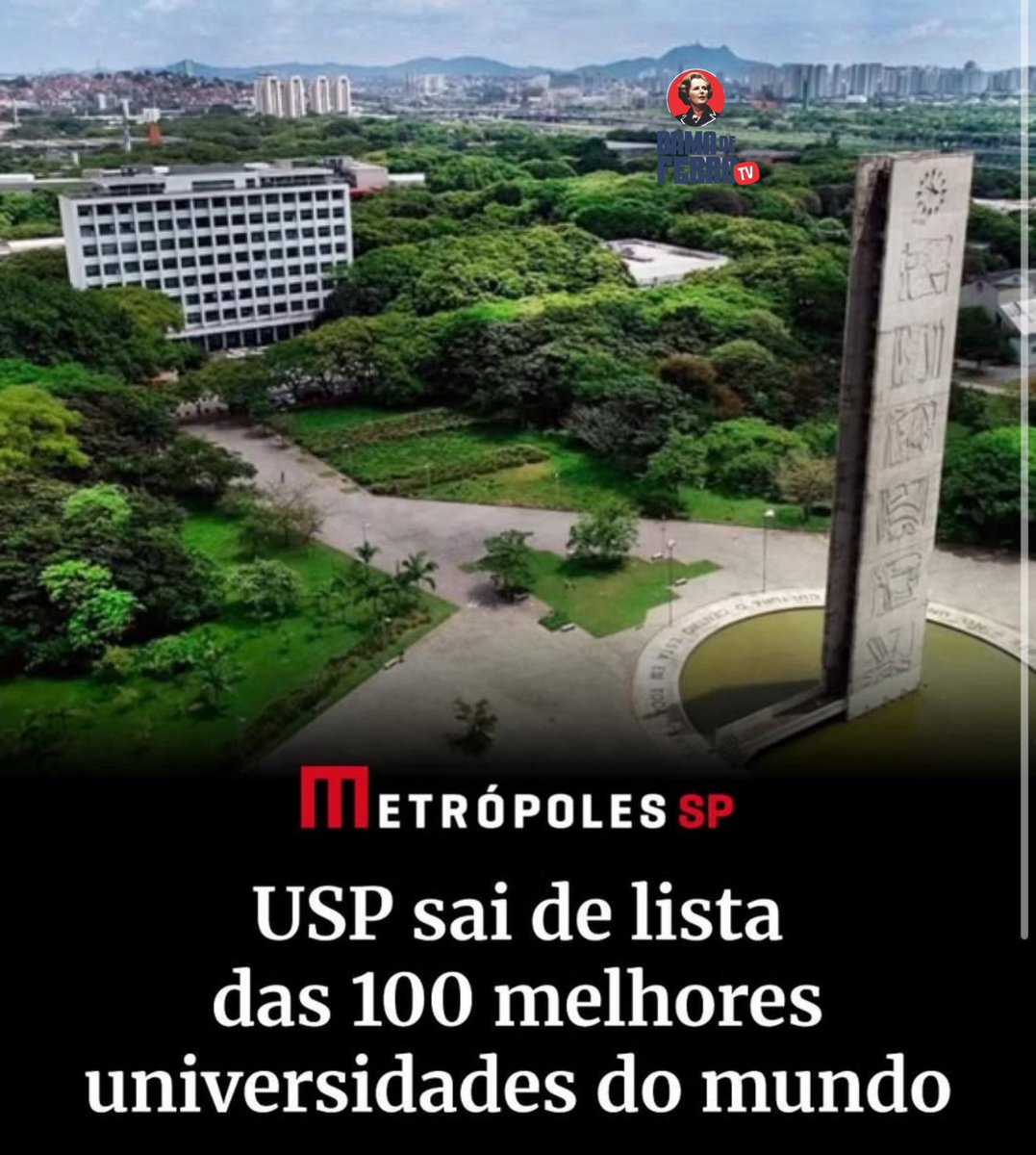 DamaDeFerroTV's tweet photo. Sequestrada pela atual esquerda, que é 100 % woke, medíocre, avessa ao mérito ao estudo e à formação profissional, a USP despenca ano a ano nos rankings de universidades.  

Que a esquerda tinha hegemonia política entre os alunos e parte de professores é fato desde os anos 1960. 

Mas a esquerda da época tinha matriz bolshevique e seus militantes pareciam saber separar ativismo com ambições profissionais, daí porque a baboseira de “formar cidadãos criticos” (chavão progressista para ser identitário) não permeava. 

A ideia era “faremos a revolução um dia, mas até lá vou aprender uma profissão e formar um patrimônio”. 

Vamos lembrar que Lenin decretou pena de morte para ladrões presos em flagrante em 1918 e reviveu a antiga frase “quem não trabalha não come”, além de defenestrar do partido os dirigentes que não cumpriam seus encargos como responsáveis por obras, fábricas e serviços. 

Ademais, nunca haveria estudos de gênero ou teoria crítica racial na URSS, que queria engenheiros, médicos, matemáticos, químicos e outras disciplinas ligadas ao saber tradicional e produtivo. 

Na USP atual, tomada pelo esquerdista pequeno burguês woke do PT/PSOL, os lemas são “policia não entra no campus para prender as vítimas da sociedade”, e 54 Milhões de pessoas vivendo de assistencialismo estatal e sem trabalhar é “programa de distribuição de renda e diminuição de desigualdade”. 

A USP e outras universidades brasileiras sequer estarão em rankings em curto prazo. 

Protegidas pela aberração jurídica da “autonomia universitaria”, - criada na Constituição de 88, - está refém de professores com 2 objetivos na vida: votar penduricalhos em seus gordos salários e transformar os alunos em zumbis de suas ideias mofadas.