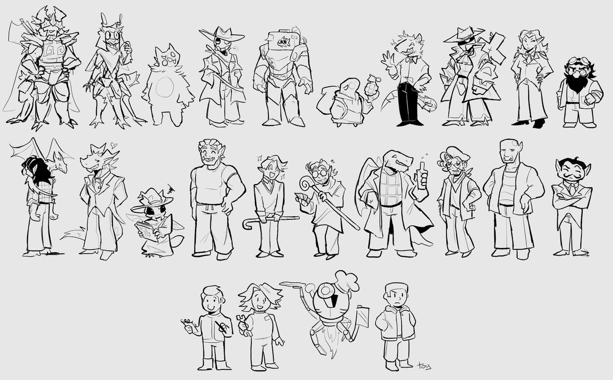 Just a bunch of dudes  

Art by @togfer.bsky.social :^)