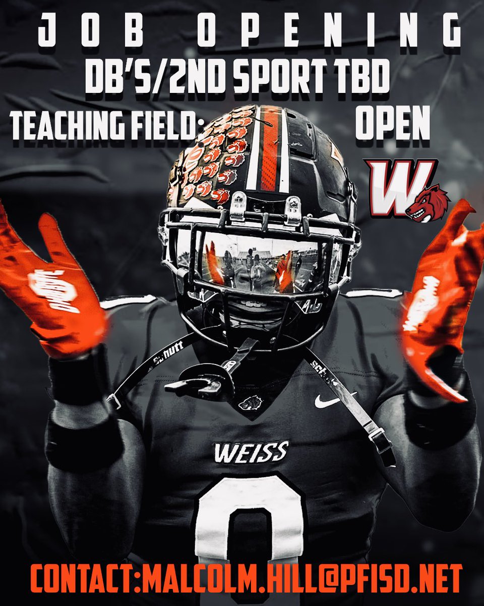 Malcolm Hill (@coach_hill2) on Twitter photo 🐺 Looking for a next level DBs coach who can teach the game and help our kids CHANGE THE GAME ! <a href="/CoachCD20/">Coach Devereaux</a> <a href="/WeissFootball/">Weiss Football</a> #NWO #ThePack 🐺🔴⚫️ 🐺 Looking for a next level DBs coach who can teach the game and help our kids CHANGE THE GAME ! <a href="/CoachCD20/">Coach Devereaux</a> <a href="/WeissFootball/">Weiss Football</a> #NWO #ThePack 🐺🔴⚫️