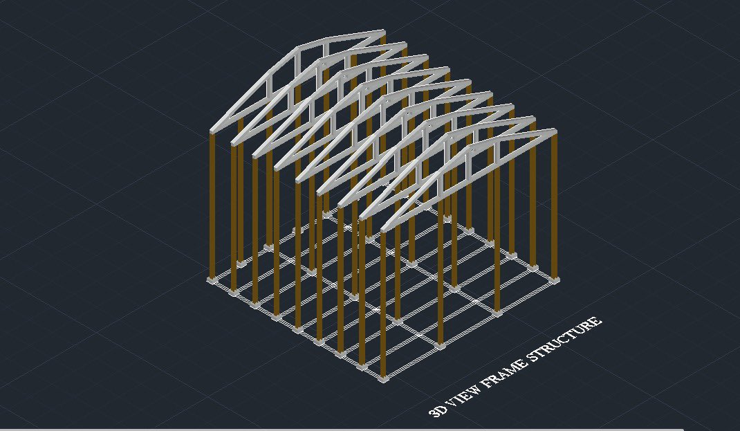 Matt0Vate's tweet photo. It’s a good day again With a quick design of 
🎯 Vertical steel columns for axial load
🎯 Roof trusses and purlins
🎯 Lateral bracing elements to
🎯 And a compact footprint

#SteelStructure #Autocad #Funaab https://t.co/HYgDS0CPTJ