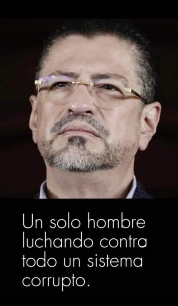 Un solo hombre, acompañado de un Pueblo Patriótico entero, luchando contra un sistema de secuestro institucional de más de 60 años, del PLNCorrupto, PUSC, PAC, amigotes y enquistados. <a href="/presidenciacr/">Presidencia de la República 🇨🇷</a> <a href="/PilarCisnerosGa/">Pilar Cisneros</a> <a href="/PaolaNajera80/">Paola Nájera</a>