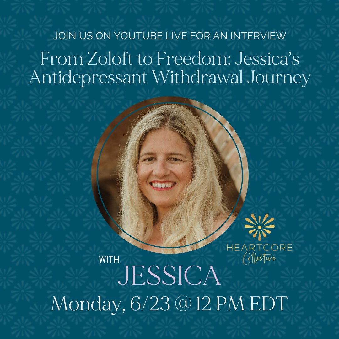 Join us on Monday, June 23rd on YouTube Live for an interview with Jessica! 

You can watch on my YouTube channel here: youtube.com/channel/UCeF7Z…

#deprescribing #tapering #HealingJourney #MentalHealthAwareness #socialwork #zoloft #sertraline #Postyourpill #psychiatry