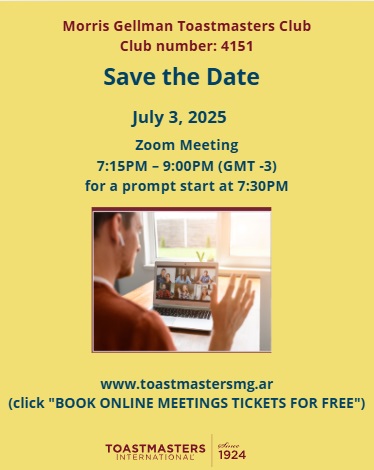 ToastmastersMG's tweet photo. Our next Zoom meeting is coming!👉July 3, 2025, 7:15 PM (GMT -3)👉Registration is here👉https://t.co/NLxbnLGTAn  ... #toastmastersargentina https://t.co/h4XdDoET3H