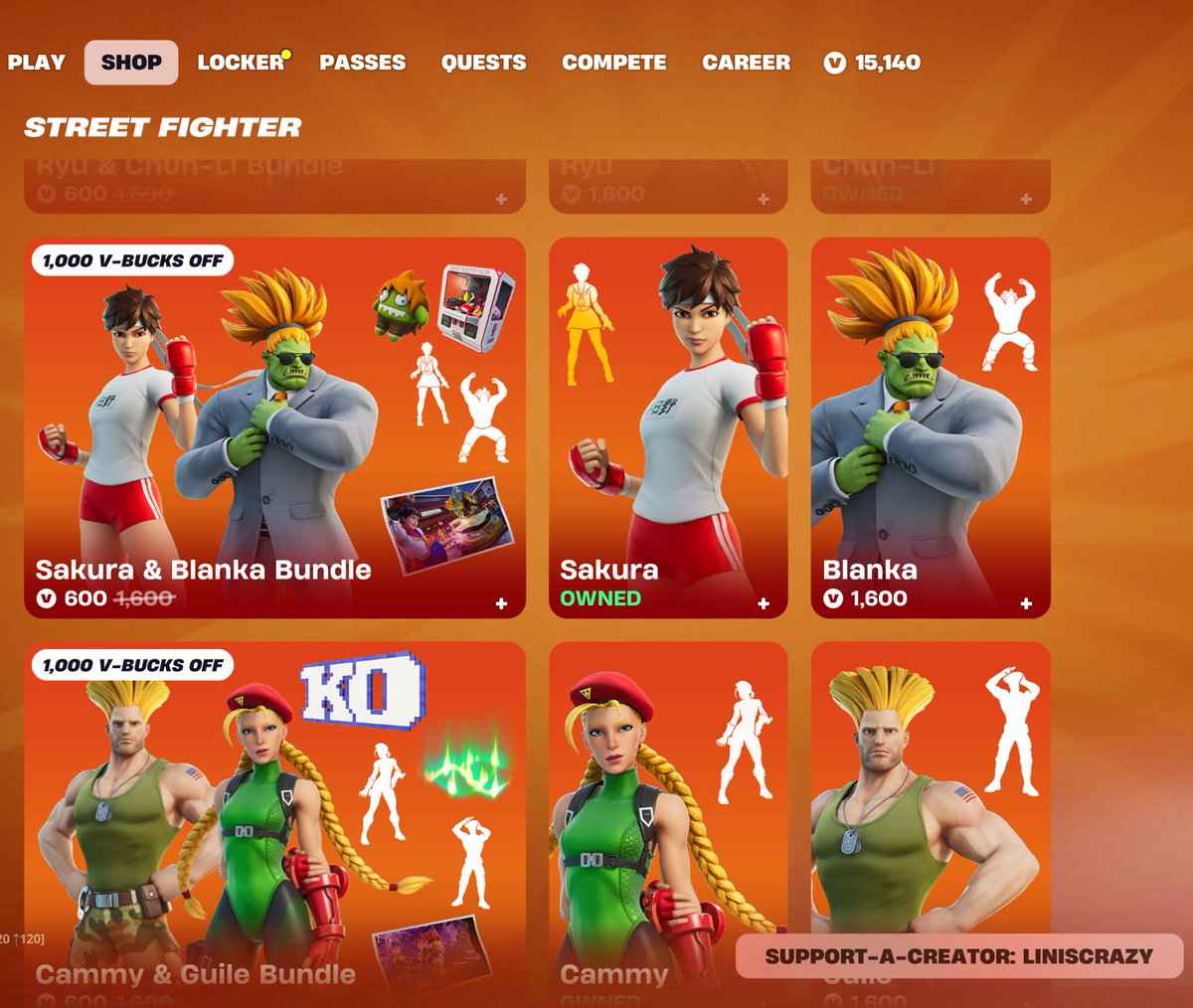 Since Street Fighter skins are in the shop for a week, I'll do ANOTHER 5-person giveaway. If you still want it, enter!

To enter:
✅Follow Me
❤️Like &amp; Retweet this post
💬Comment which SF skin you love most AND your Fortnite name so I can add you

Ends in 48hrs🔥