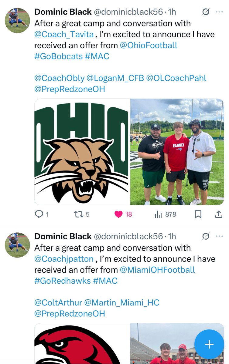 Coach Slone (@coach_slone) on Twitter photo So proud of my guy <a href="/dominicblack56/">Dominic Black</a> He’s shown what it means to be different, and what it means to set goals, and have a great work ethic to achieve them. Getting offers from both Miami(Oh) and Ohio University is incredible! Way to set the example. So proud of you!! So proud of my guy <a href="/dominicblack56/">Dominic Black</a> He’s shown what it means to be different, and what it means to set goals, and have a great work ethic to achieve them. Getting offers from both Miami(Oh) and Ohio University is incredible! Way to set the example. So proud of you!!