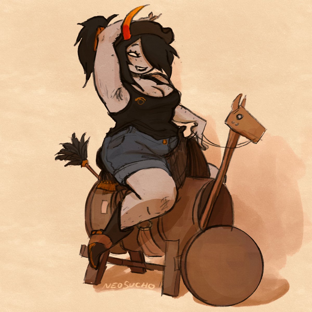 Sorry I haven’t drawn anything in 30 years…. have this silly pinup of my darling Miemme