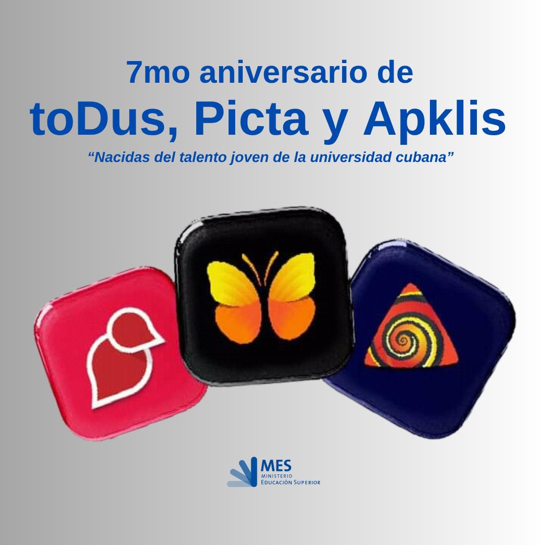 🇨🇺📲 ¡Felicitaciones a la gran familia de toDus, Picta y Apklis en su séptimo aniversario!🎉 

🫶Plataformas orgullo patrio. El reconocimiento por su labor en el desarrollo de tres soluciones cubanas en pos de la soberanía tecnológica de #Cuba.  

#UniversidadCubana #UnidosXCuba