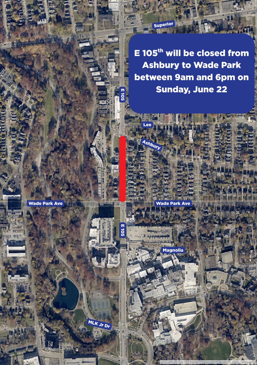 On Sunday June 22 from 9am to 6pm, E 105th Street between Wade Park Avenue and Ashbury Road will be closed to vehicle traffic.

ThirdSpace Action Lab is hosting the Black is Free BBQ from 1pm to 6pm. Come down to Glenville to experience music, line-dancing, food, and more!