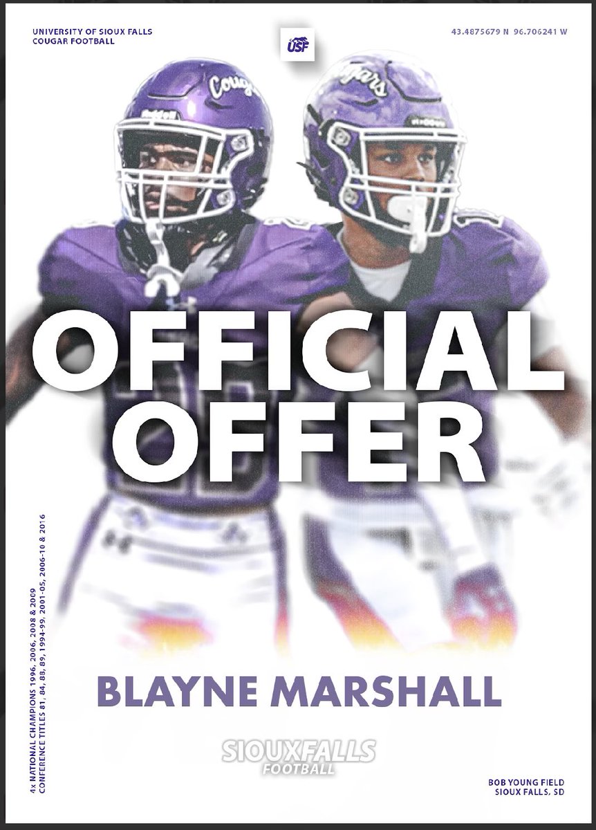 Blayne Marshall (@two_marshall2) on Twitter photo #AGTG after a great conversation with <a href="/iWestonBridges/">Coach Bridges</a> I am blessed to receive a offer to play football at <a href="/USFCougarsFB/">USF Football</a>
<a href="/JimGlogowski/">Coach Glo</a> <a href="/CoachWilmes25/">Coach Alan Wilmes</a> <a href="/OJsimpso32/">OJ Simpson</a> <a href="/T_Verd_/">Travis Verdi</a> <a href="/Coach_Kober/">Michael Kober</a> #AGTG after a great conversation with <a href="/iWestonBridges/">Coach Bridges</a> I am blessed to receive a offer to play football at <a href="/USFCougarsFB/">USF Football</a>
<a href="/JimGlogowski/">Coach Glo</a> <a href="/CoachWilmes25/">Coach Alan Wilmes</a> <a href="/OJsimpso32/">OJ Simpson</a> <a href="/T_Verd_/">Travis Verdi</a> <a href="/Coach_Kober/">Michael Kober</a>