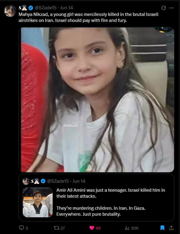 One234007's tweet photo. @MILFsForLiberty @vivaresistanceX @LornaLong1960 @MuzzleNews @JakeWSimons You don't liberate Iranian women by bombing the very women you pretend to advocate for. https://t.co/2xXg6WYzv6