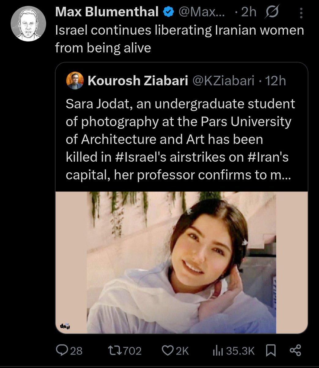 One234007's tweet photo. @MILFsForLiberty @vivaresistanceX @LornaLong1960 @MuzzleNews @JakeWSimons You don't liberate Iranian women by bombing the very women you pretend to advocate for. https://t.co/2xXg6WYzv6