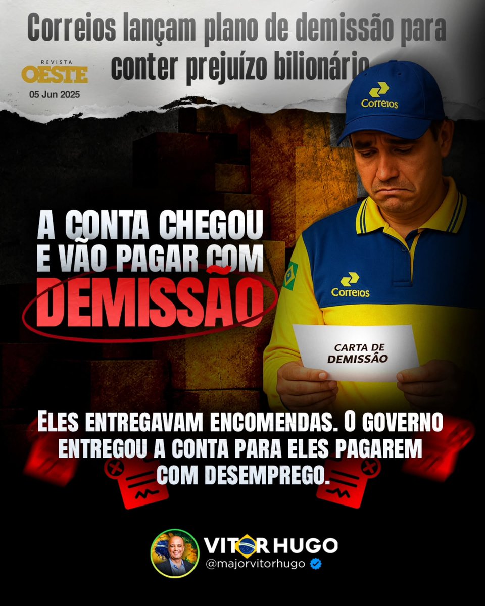 CORREIOS ABREM PLANO DE DEMISSÃO
O objetivo é conter o prejuízo bilionário.
O L custou caro.