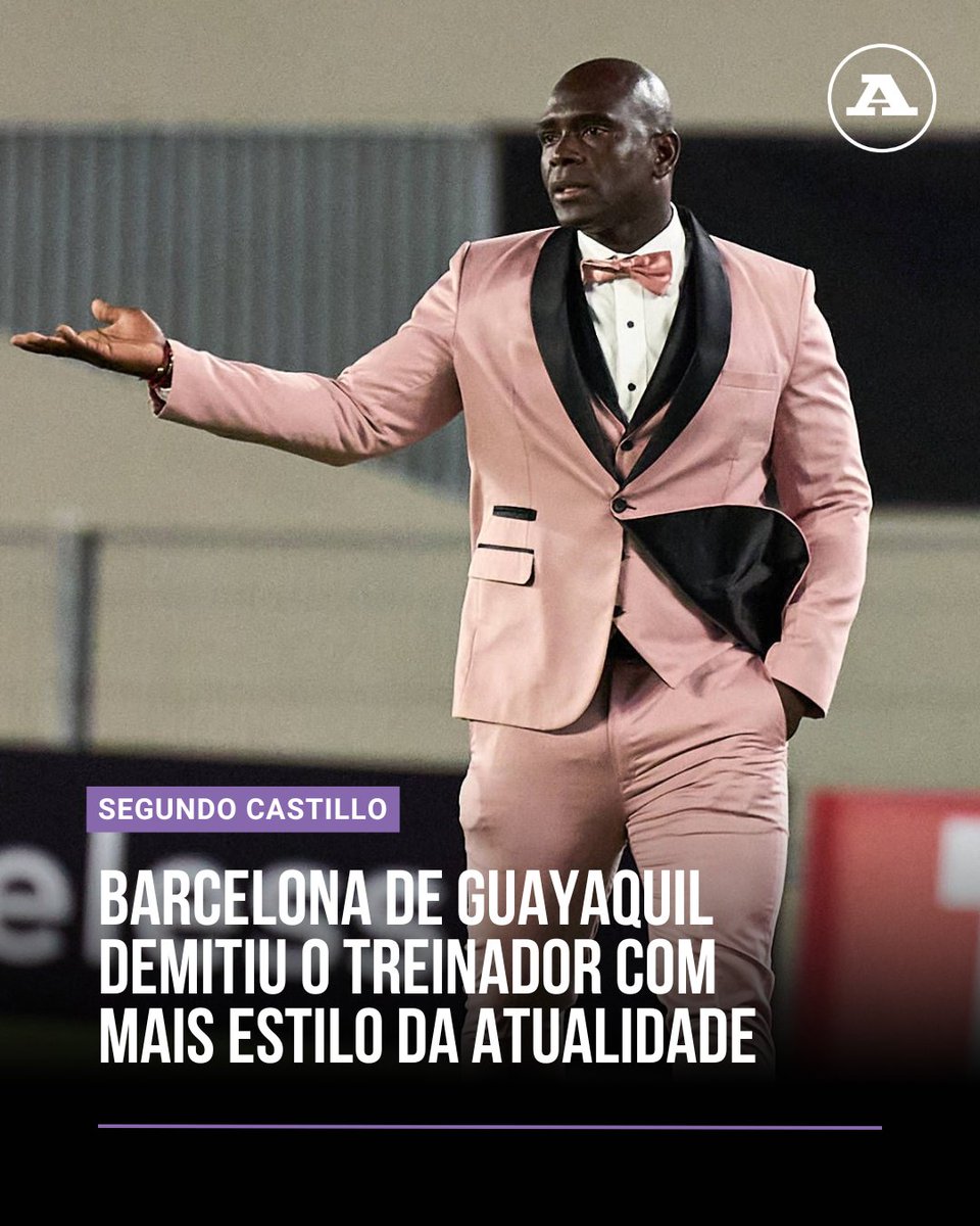 abolapt's tweet photo. O Barcelona de Guayaquil, do Equador, anunciou a demissão do treinador Segundo Castillo, que ganhou grande fama nas redes sociais graças aos verdadeiros fatos de gala que apresentava no banco. 👔
#segundocastillo https://t.co/oOOtXV3jBk